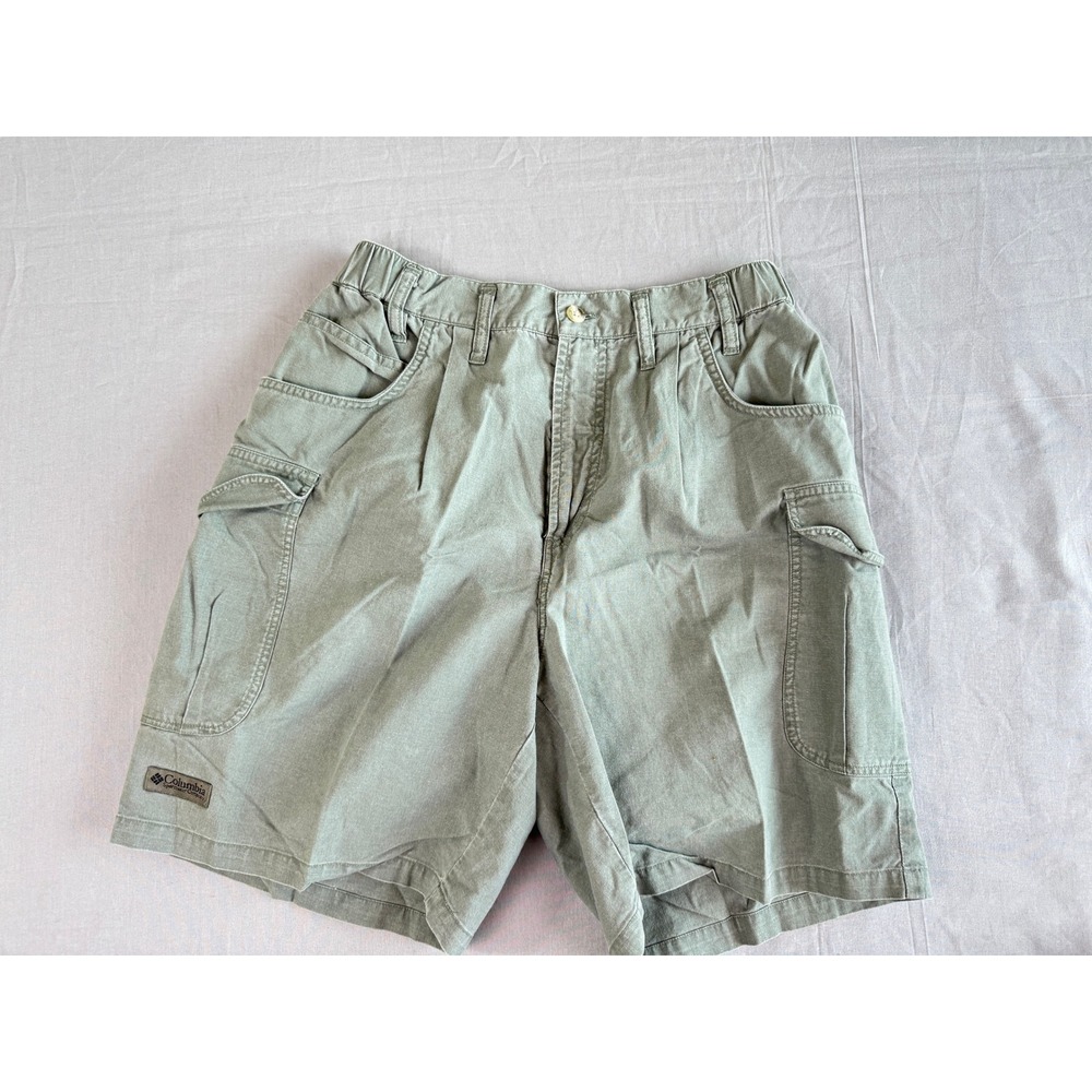 Columbia Cargo Shorts Mens 32 Green Cotton Hiking Outdoors Camping‎ 8 In Inseam
